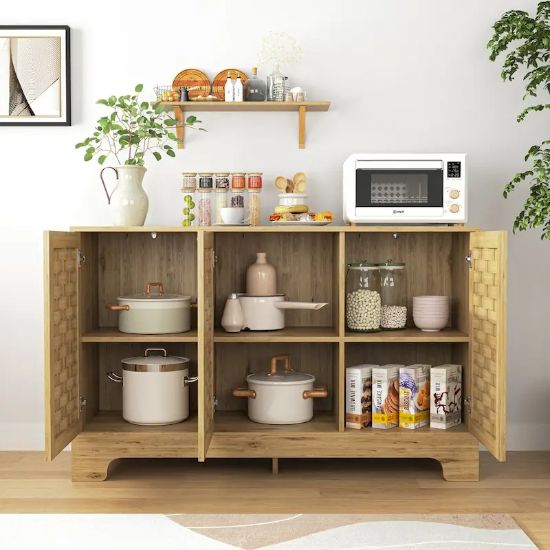Coffee Bar Cabinet Buffet Sideboard with Drawer and Adjustable Shelf