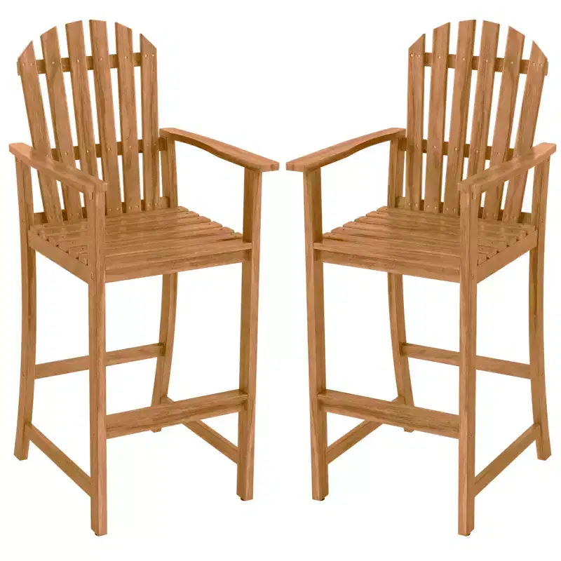 Gymax 2PCS Tall Adirondack Chair w/Back Armrests & Footrest for Balcony Porch Deck