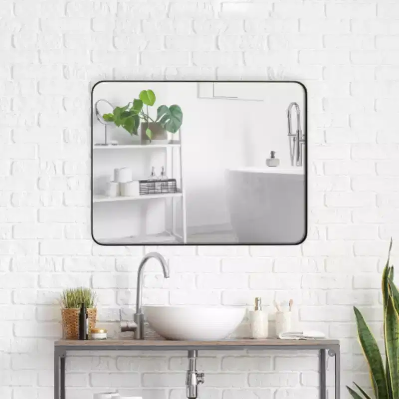 24x36 Black Rectangular Wall Mirror: Metal Frame, Vanity, Dressing - Ideal for Bath, Living, Bed