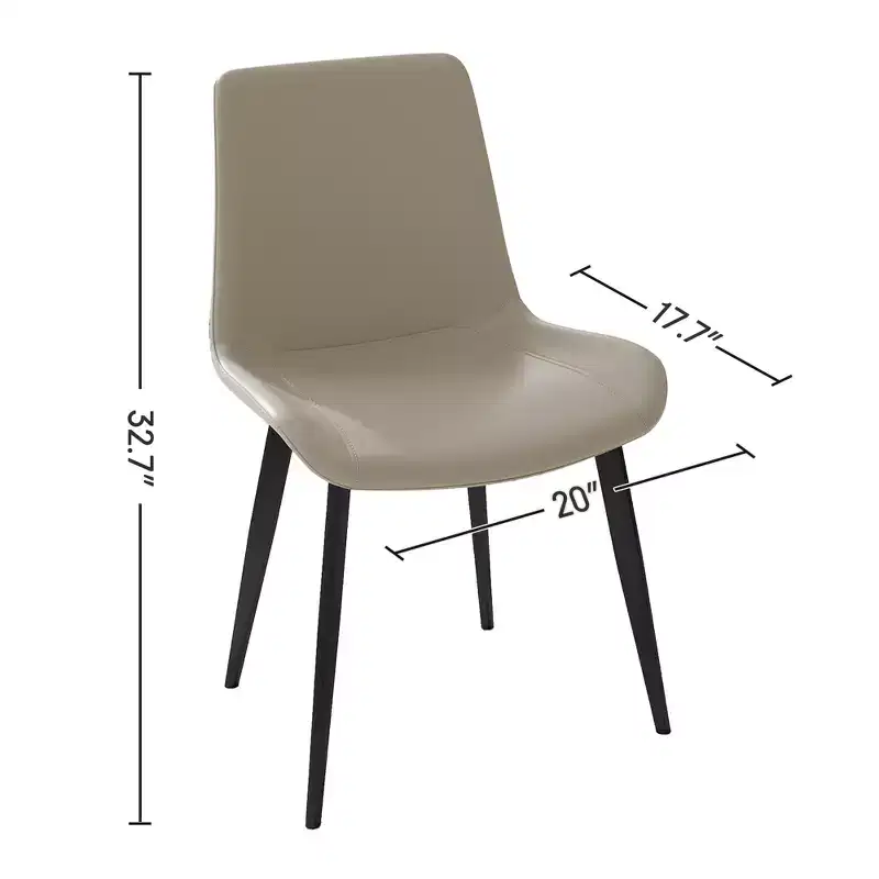 2pk Modern Faux Leather Dining Chairs with Cushioned Seats & Metal Legs