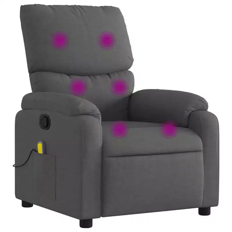 vidaXL Massage Recliner Chair Polyester, Metal, Plywood Single