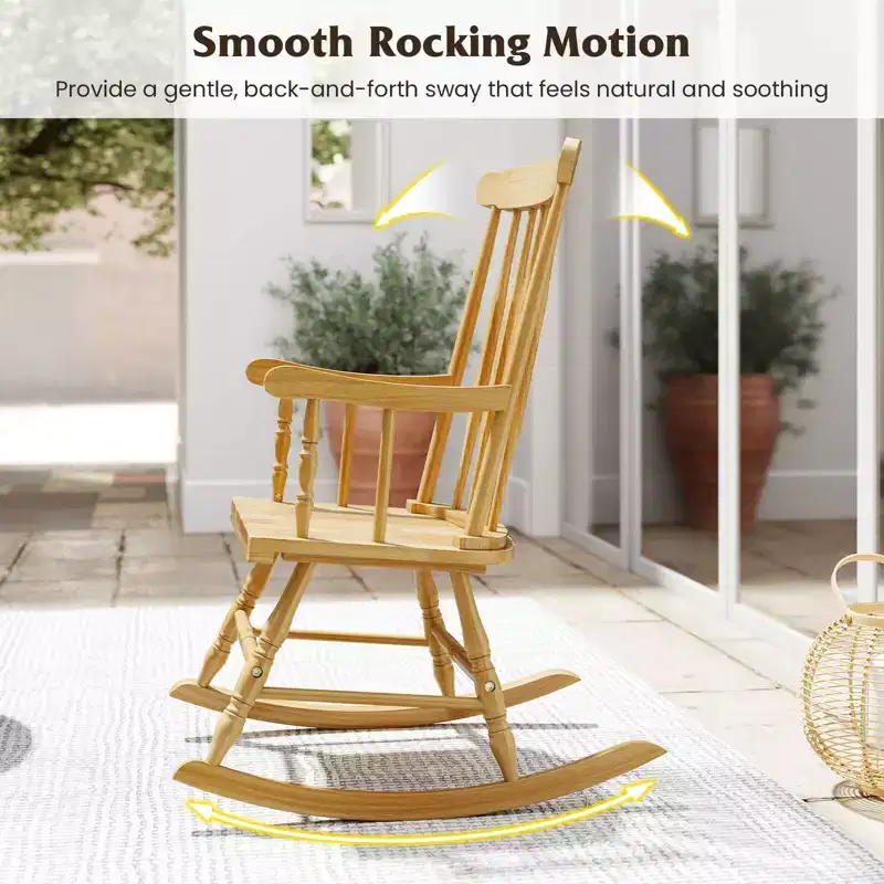 Costway Set of 2 Wood Rocking Chair Glossy Finish White\ Coffe