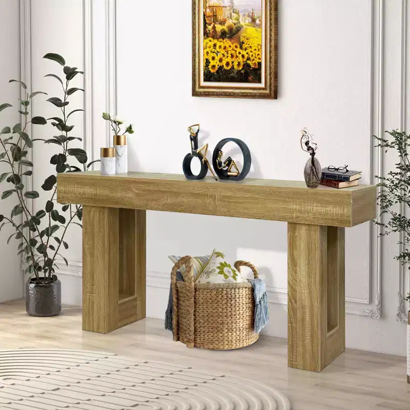 63 Inch Console Table for Entryway, Farmhouse Rectangular Sofa Table for Hallway Living Room Foyer