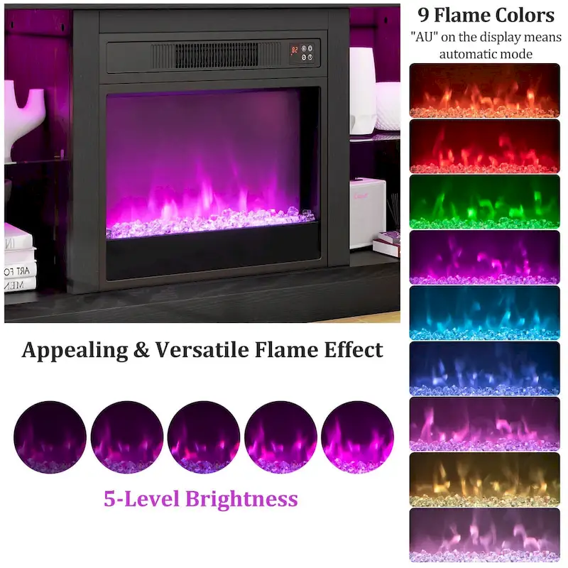 Costway TV Stand with Electric Fireplace LED Lights Remote Controls - See Details