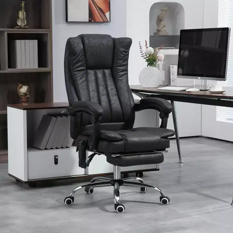 Massage Office Chair with 6 Points and Heat, Reclining Computer Chair with Adjustable Height and Footrest