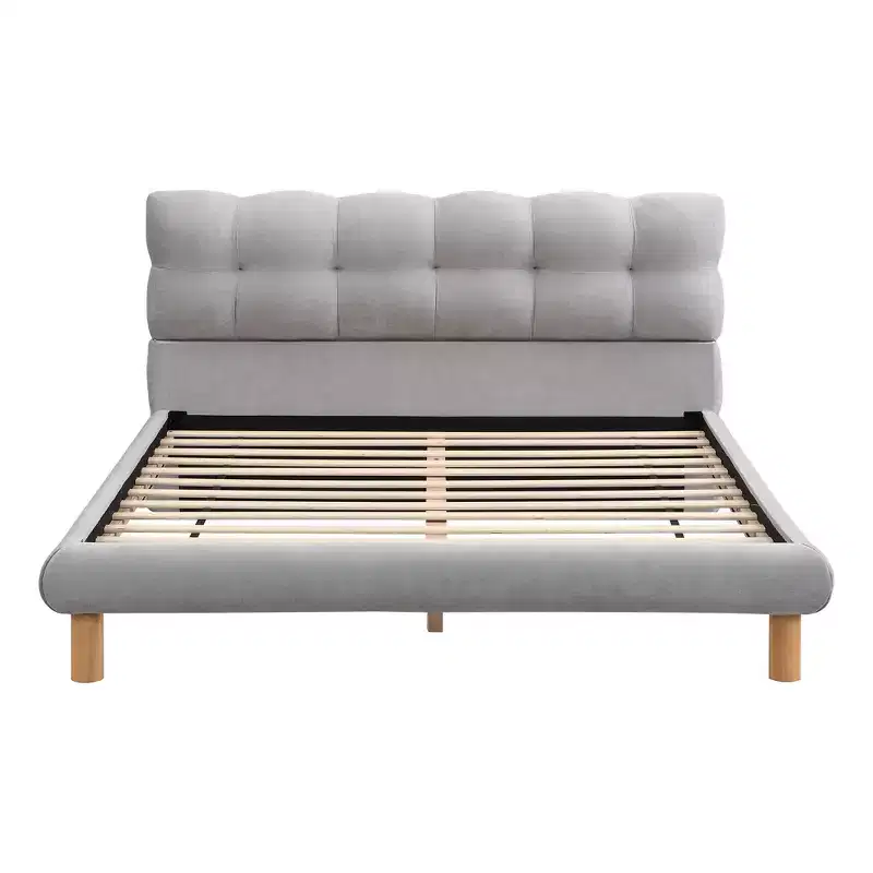 Christopher Knight Home Ansha Modern Chenille Upholstered Platform Bed with Rubberwood Frame and Headboard