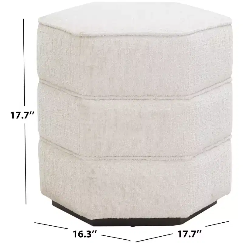 Rosaria Chenille Hexagon Ottoman — Wood Frame, Polyester, Polyurethane Foam
