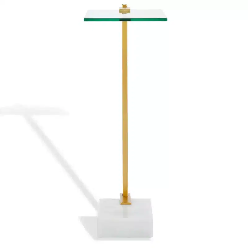 Marble Base Drink Table, White and Gold