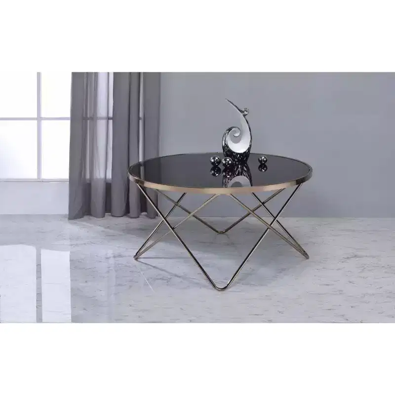Royal Hampton Coffee Table, Black Glass & Gold