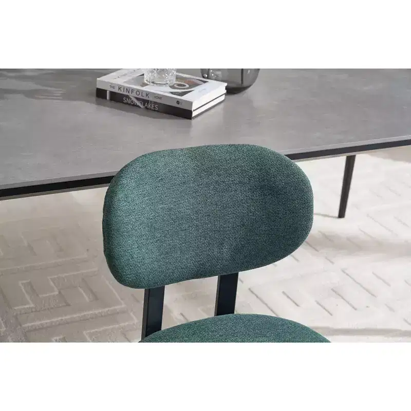 Upholstered Boucle Dining Chairs Set of 2 – Multiple Colors, Metal Legs