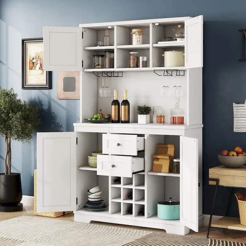 Coffee Bar Cabinet Kitchen Cabinet with Storage,Wine Cabinet with Drawers shelves and cabinets,Buffet Wine & Glass Racks