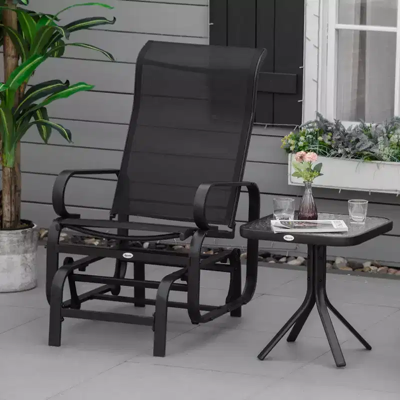 Gliding Lounger Chair, Single Rocker with Lightweight Metal & Mesh Construction