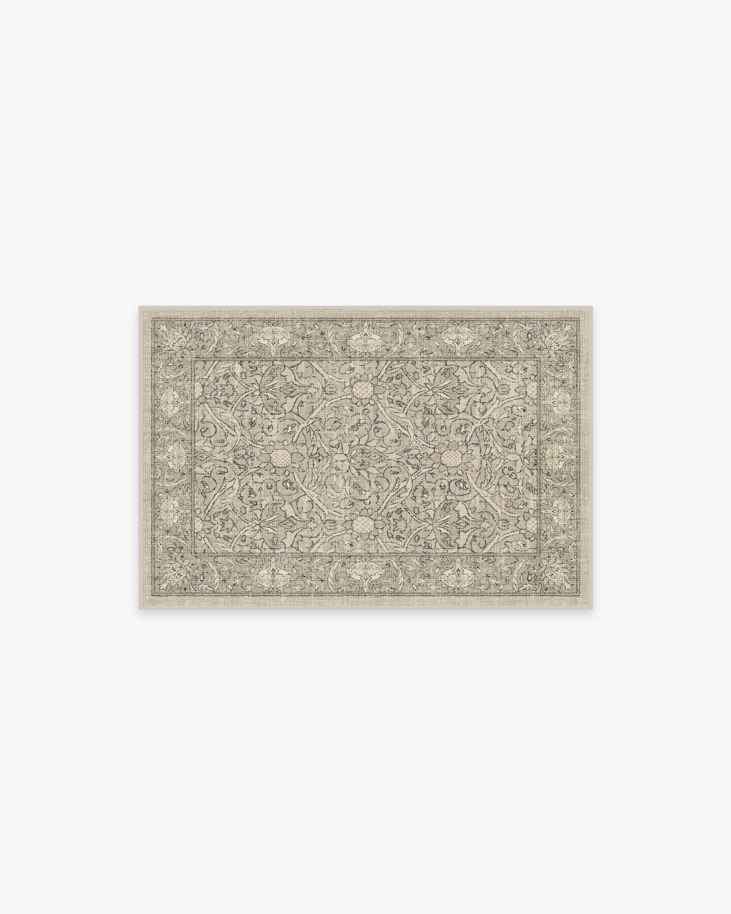 British Traditional Flatwoven Rug with Washable Natural Stone Botanical Vine Design for Living Room & Study