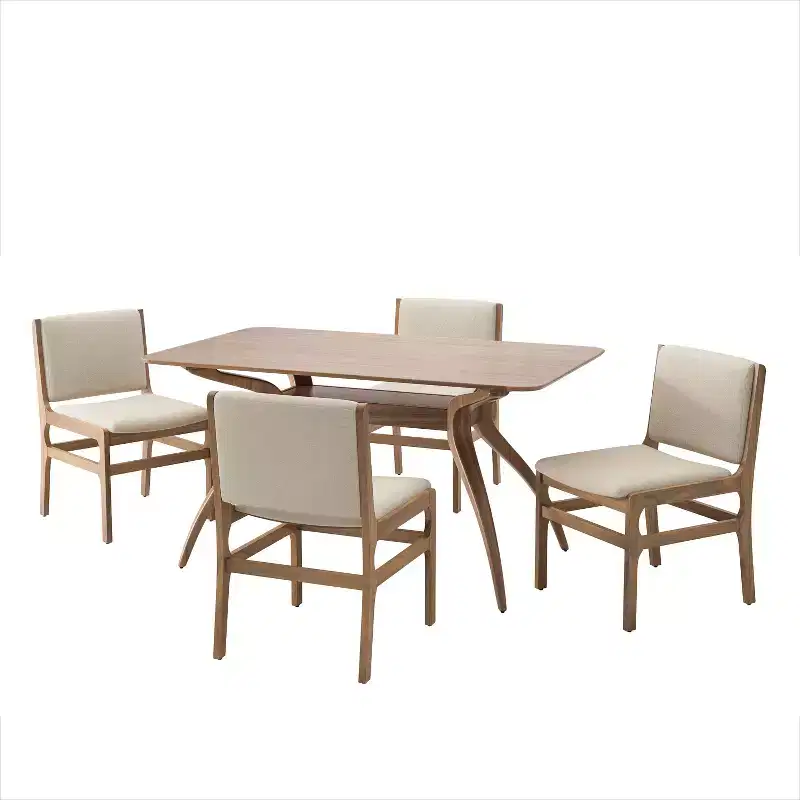 Christopher Knight Home Solace 5-Piece Mid-Century Modern Fabric and Rubberwood Dining Set