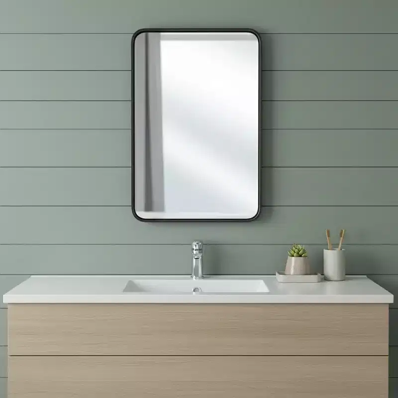 30 Black Metal Floating Framed Bathroom Vanity Mirror