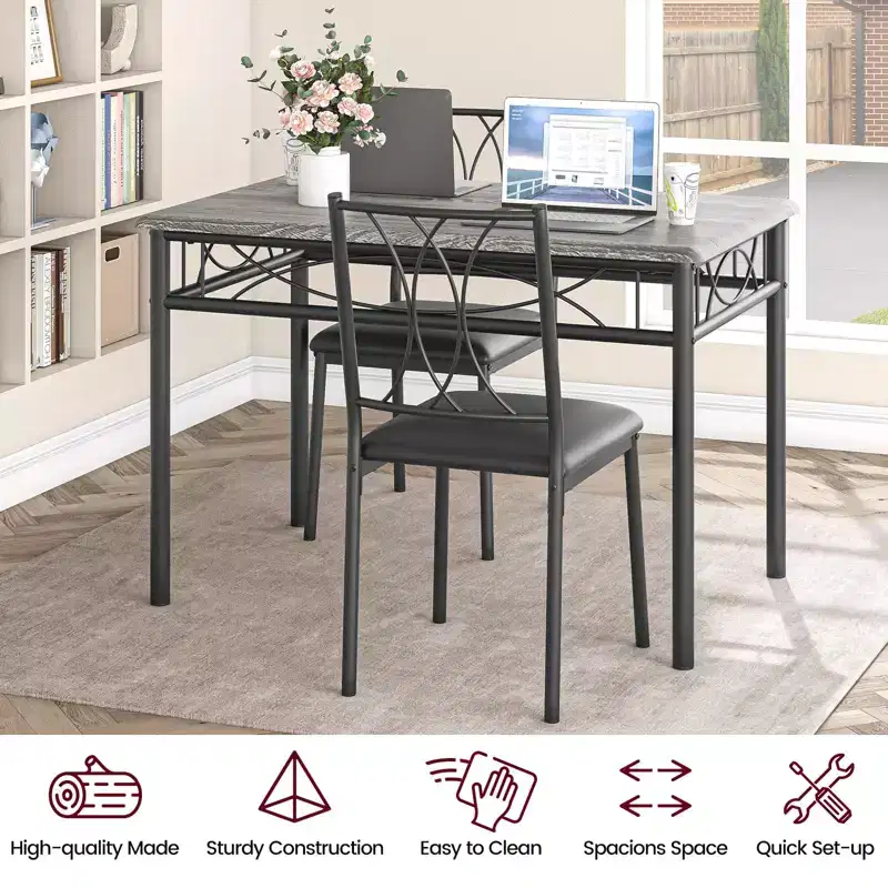 Rectangle Kitchen Table, with 4 Upholstered Chairs