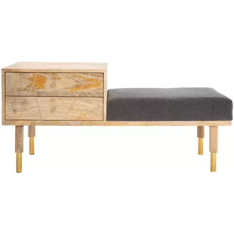 Taft 2 Drawer Cushion Seated Bench - BCH9000 - Off-White - Safavieh