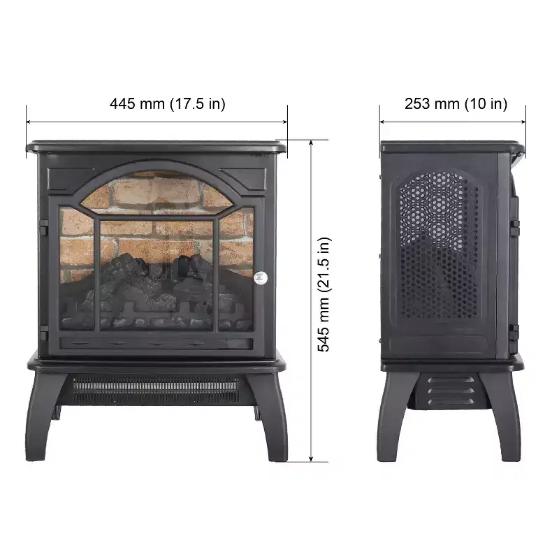 18 Inch Electric Fireplace With Adjustable Flame Brightness, Heating Fireplace for Living Room Home Office Apartment