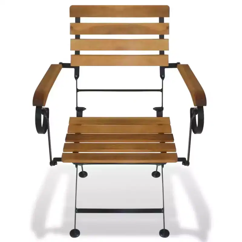 vidaXL Folding Chair Set of 2 Brown and Black