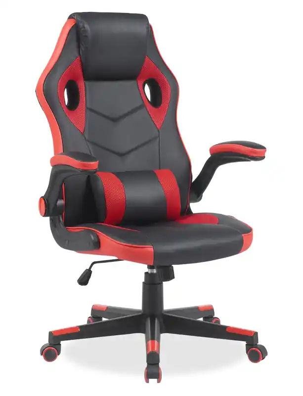 26.7 Ergonomic Gaming Chair with Lumbar Cushion - Black & Red