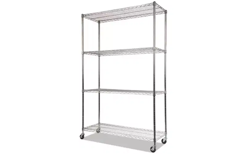 Alera NSF Certified 4-Shelf Wire Shelving Kit with Casters, 48w x 18d x 72h, Silver