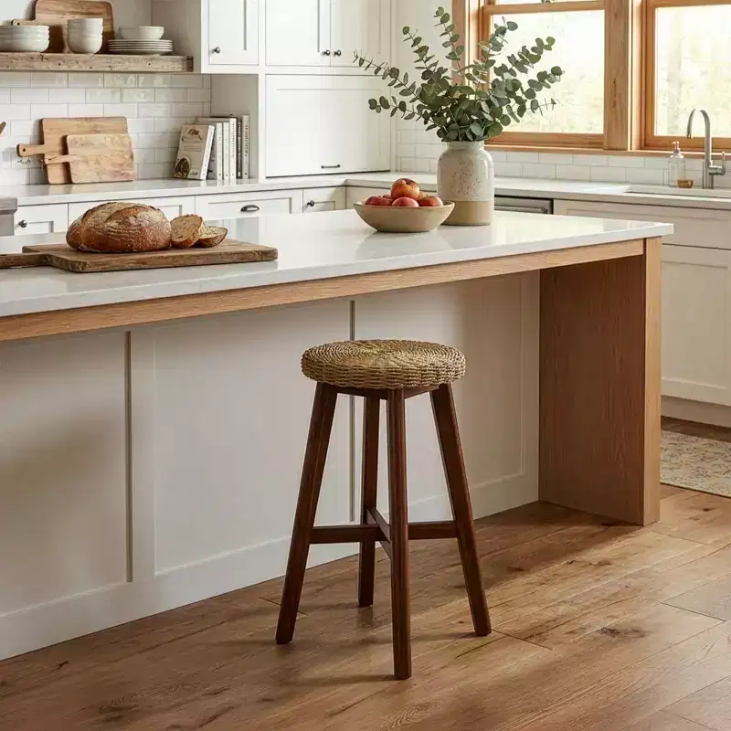 Alaterre Furniture 24in Round Bar Stool, Chestnut