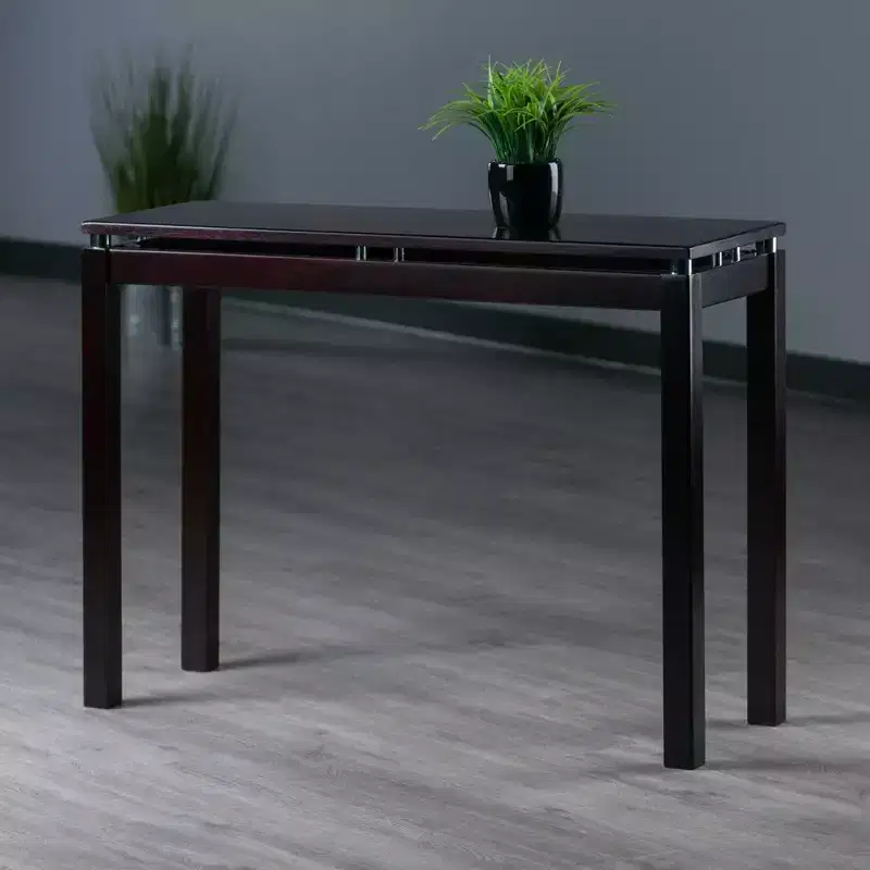 Dark Espresso Console Table with Metal Accents
