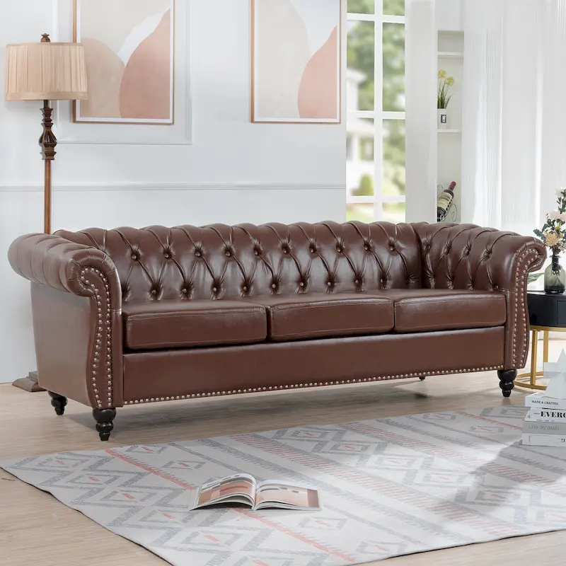 Comfortable 3-Seater Sofa with Fashion Striped Seat Cushion