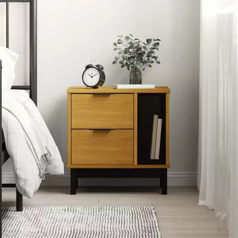 vidaXL Bedside Cabinet FLAM 19.3x13.8x19.7 Solid Wood Pine