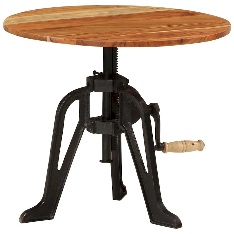 vidaXL Side Table Round Coffee End Table Sofa Table Solid Wood and Cast Iron