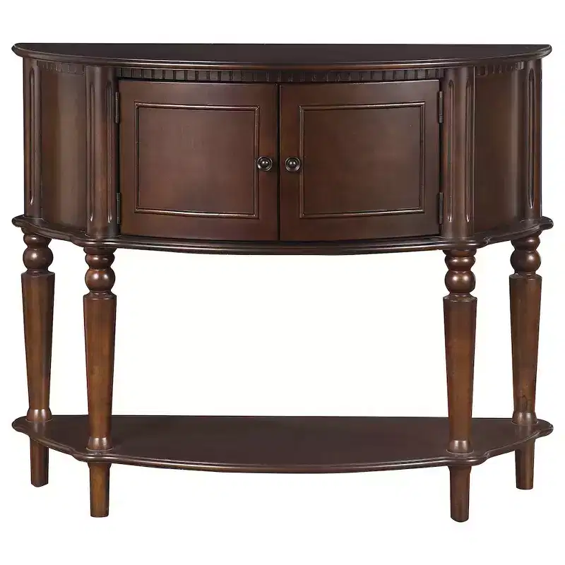 2-door Demilune Wood Entryway Console Table Brown