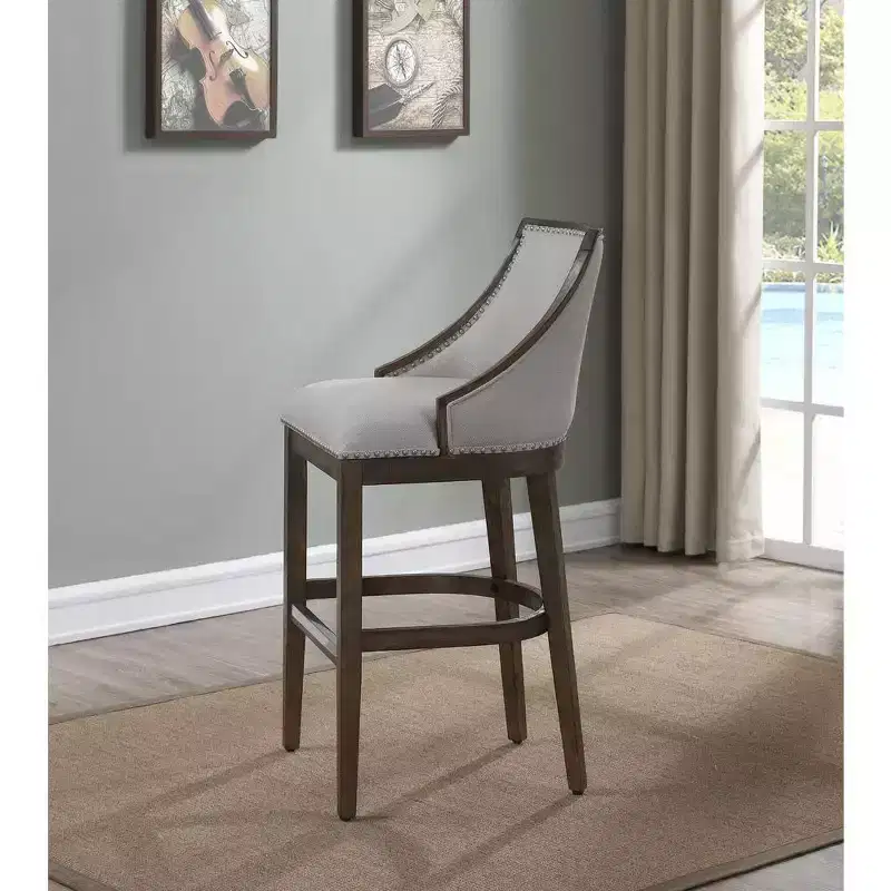 26in Counter Height Barstool with Upholstered Seat & Solid Birch Frame, Drift Brown