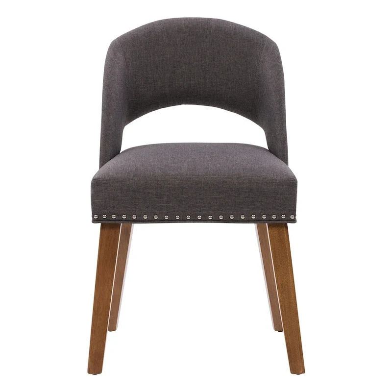 Mid-Century Modern Upholstered Dining Chair with Nail Head Trim, Set of 2