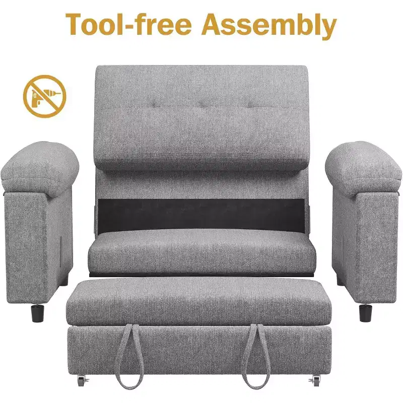 Dyonery 3-in-1 Convertible Sofa Bed, Pull Out Sleeper Sofa with USB Charging Station & Adjustable Backrest