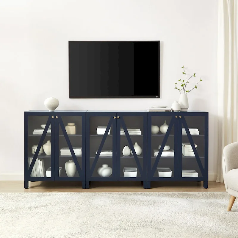 3Pc Media Storage Cabinet Set