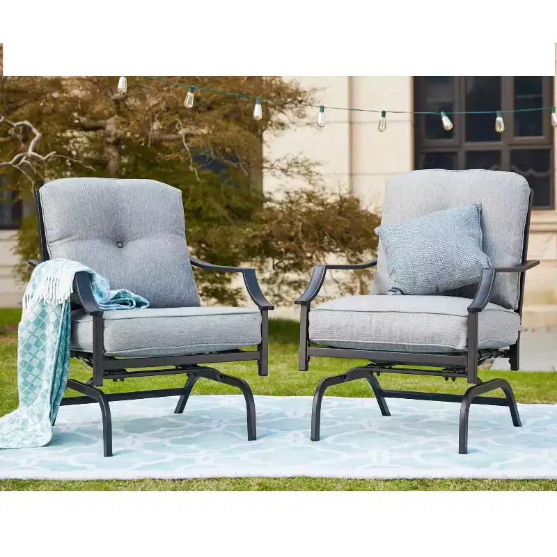 2pk Steel Patio Accent Chairs - Lokatse
