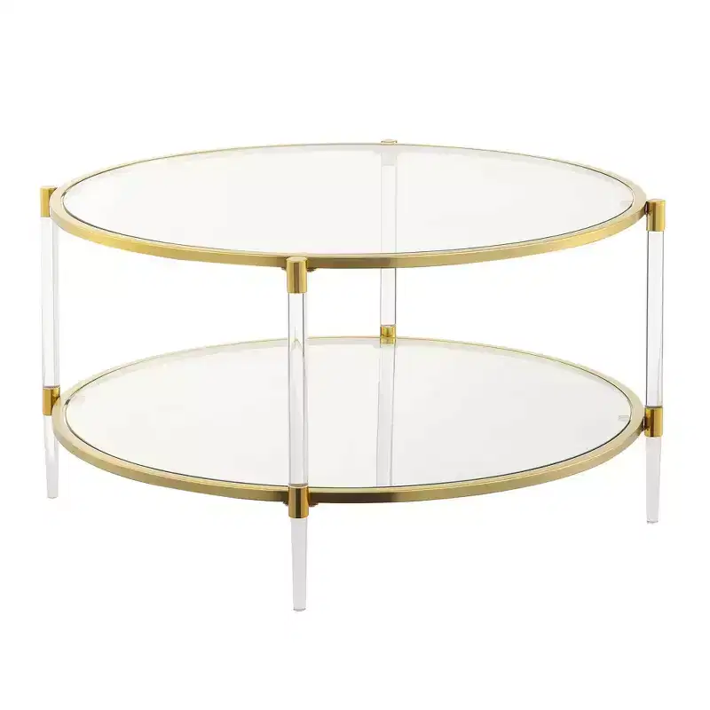 Royal Crest 2 Tier Acrylic Glass Coffee Table - Breighton Home