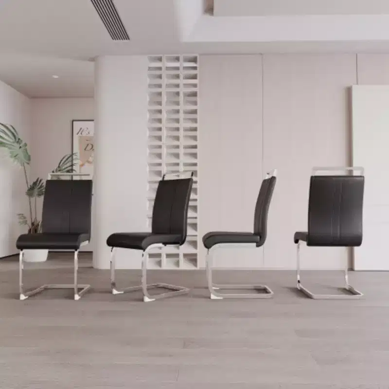 4-Pack Modern High-Back Faux Leather Dining Chairs with Metal Legs