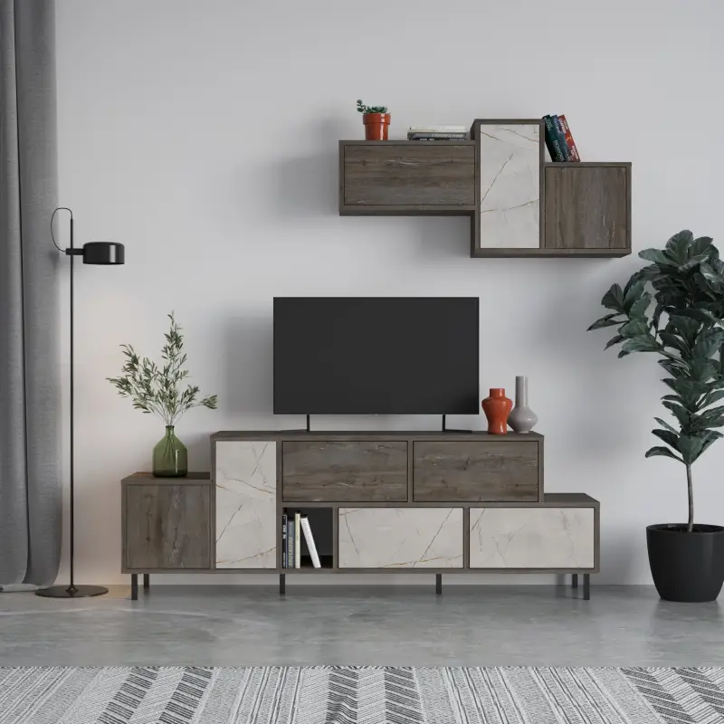 Hermes Modern TV Stand Multimedia Centre TV Unit With Storage Cabinet 171.2 cm