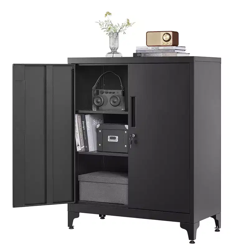 Metal Office/Garage Storage Cabinet with Doors & Shelves