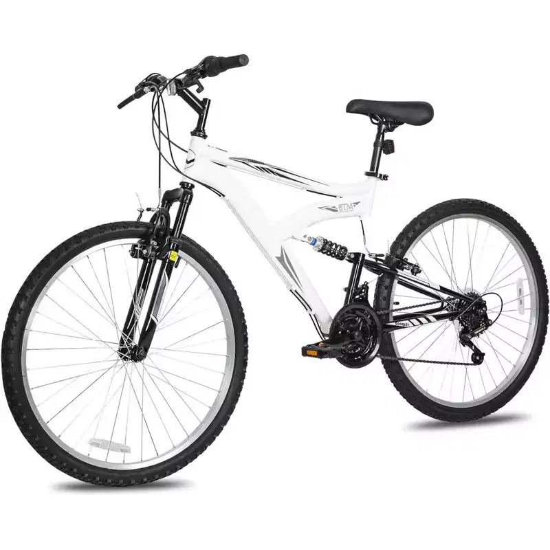 hykolity 26 inch Mountain Bike MTB Outdoor Bicycle Cycling 18 Speed Sport Bikes Trail Off Road Full Suspension for Adult Men Unisex White