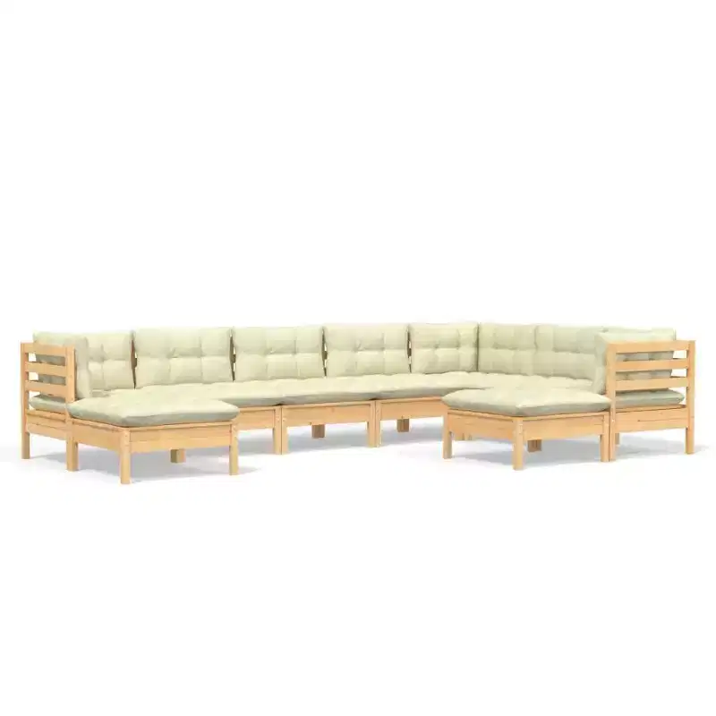 vidaXL Modular Patio Lounge Set with Cushions and Solid Pinewood