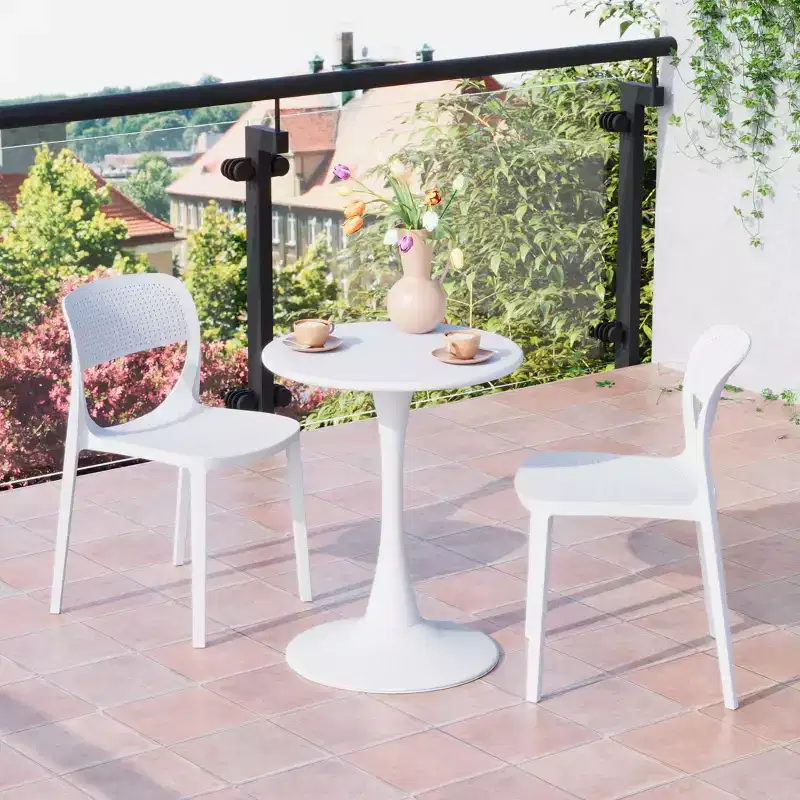 WestinTrends Playa Modern Stackable Plastic Resin Patio Dining Side Chair (Set of 2)