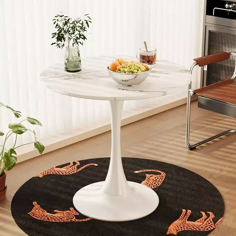 Vatros Metal Base Small Dining Table Round Bistro Table for 2