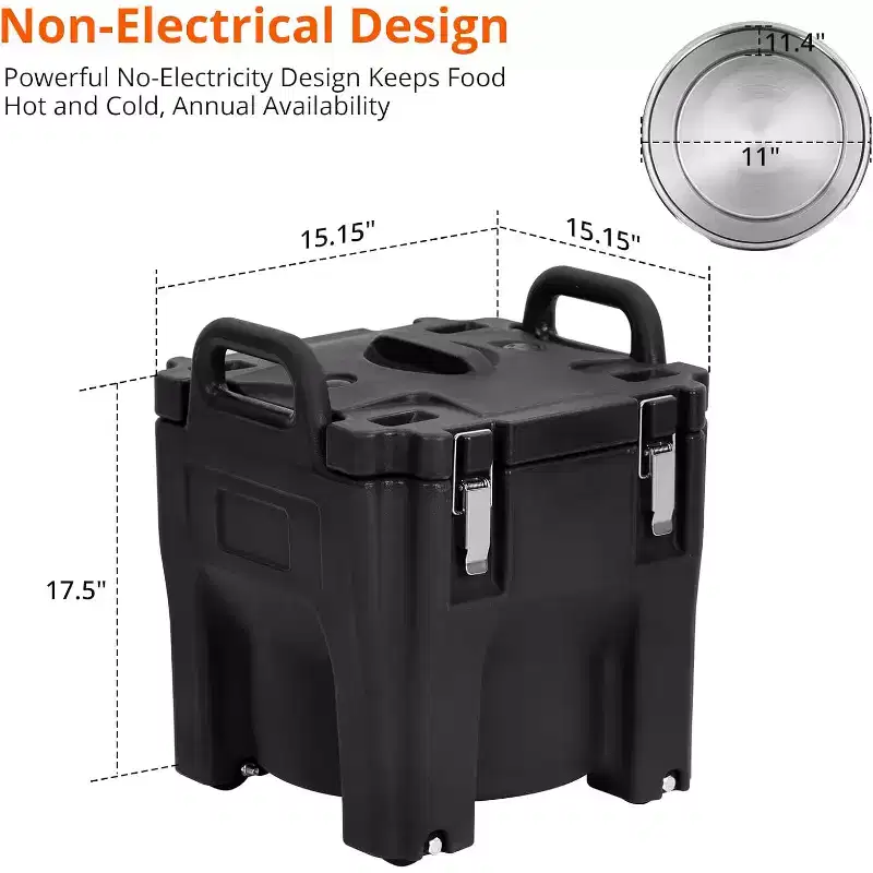 Insulated Food Carrier 22Qt Stackable Hot Box with Spoon and Wheels