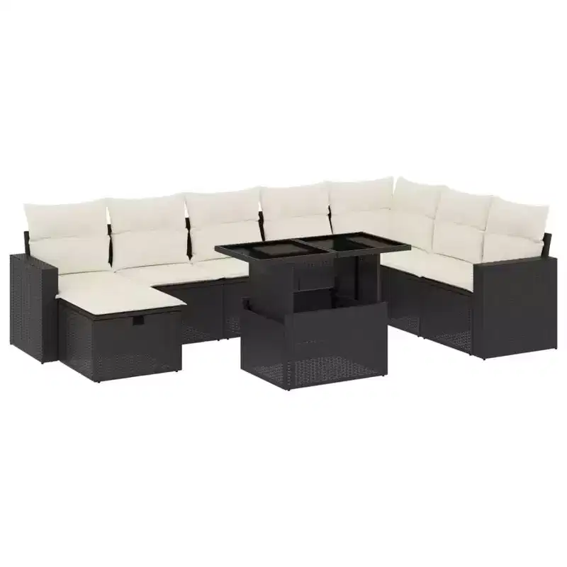vidaXL 9 Piece Patio Sofa Set with Cushions Poly Rattan