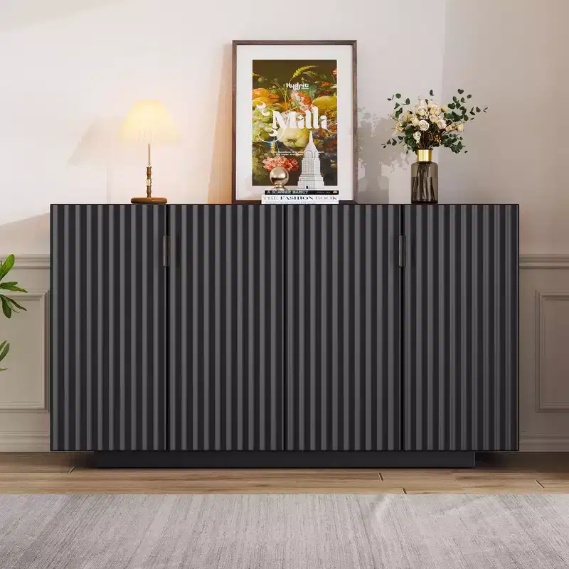 Large Sideboard Cabinet with 4 Doors and 4 Shelves - Storage Cabinet for Living Room, Dining Room, Kitchen