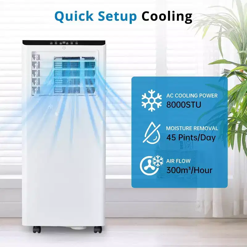 Garvee 8000 BTU AC Unit with Cool/Dehumidifier/Fan for Room, Office, White