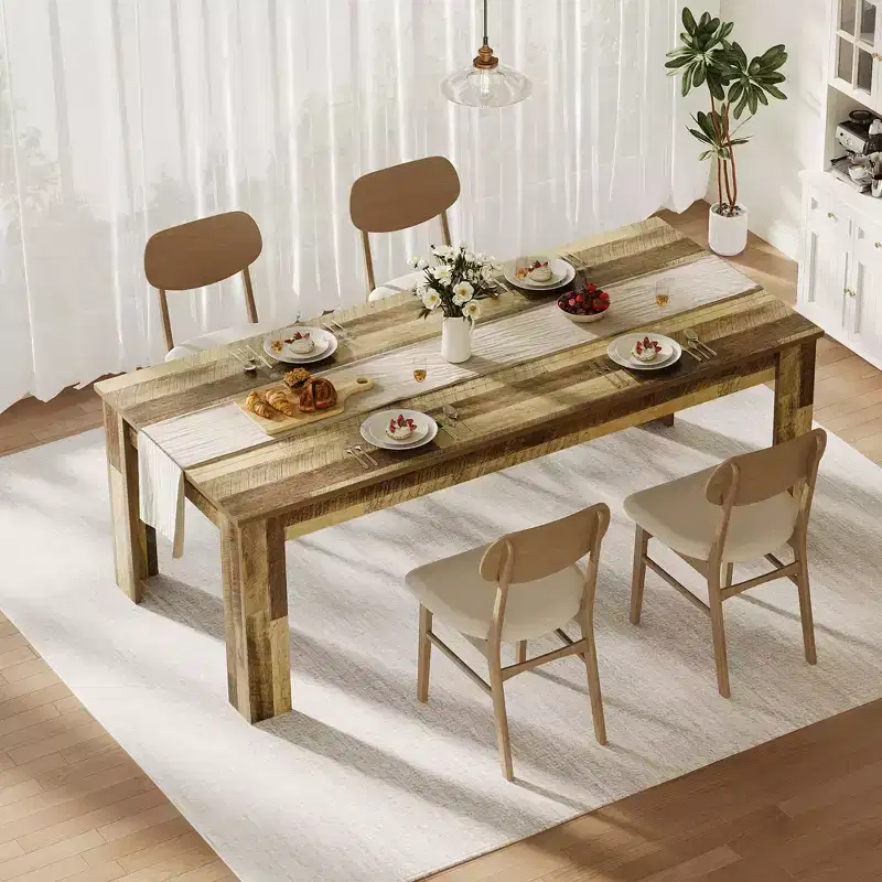COZONY 71 Farmhouse Dining Table for 6-8, Rectangular Wood Table with Thick Top and Wide Legs
