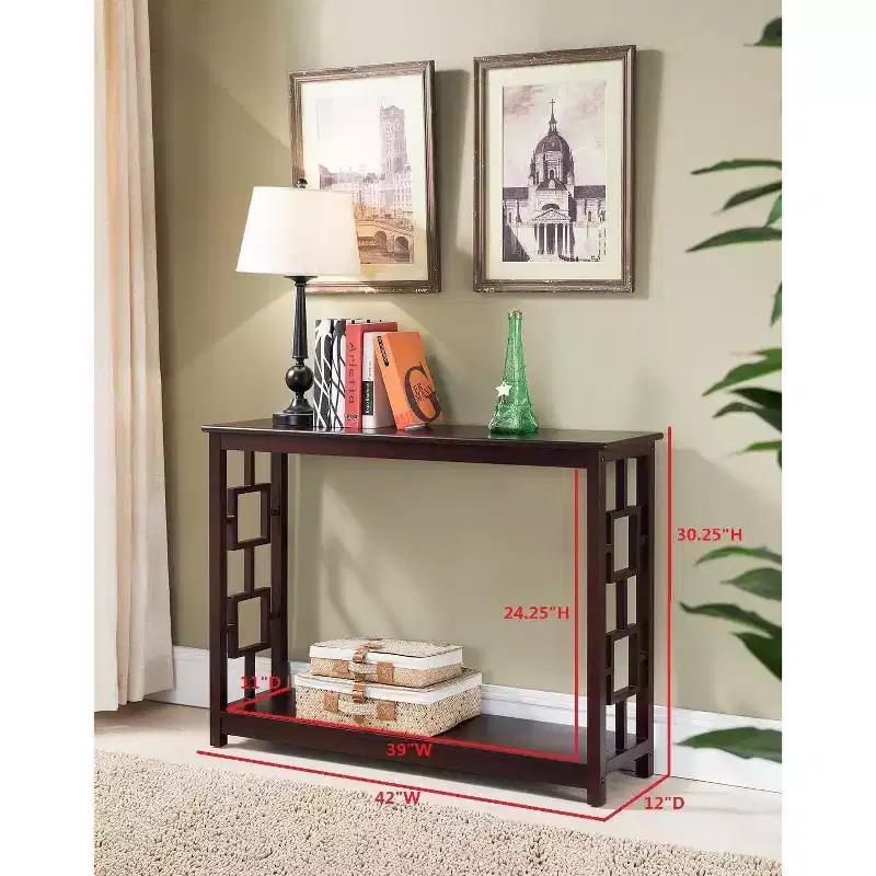 Brown Wood Console Table, Rectangle, 1-Person Use